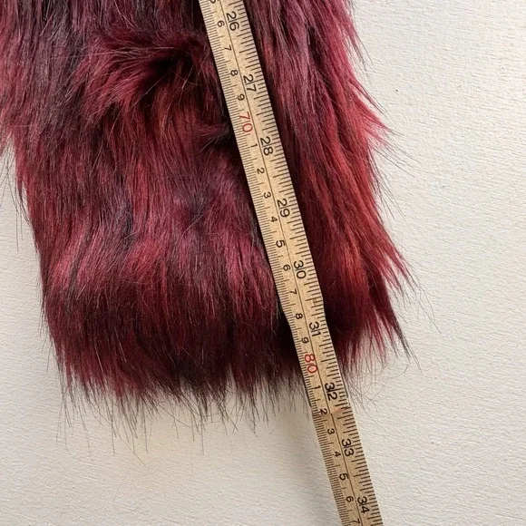 Akira Bolero Wine, Coachella, Boho Glam, Faux Fur, Festival Statement, Size S - Picture 6 of 15